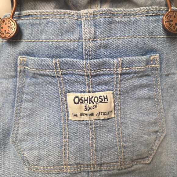 Oshkosh Flower Denim Overalls Dress Girls Toddler 4T Vest back Summer Country - Picture 2 of 7